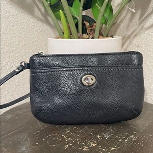 Coach Black Leather Wristlet
